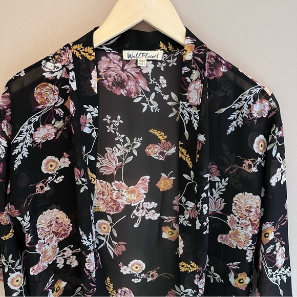 Wallflower Floral Boho‎ Kimono Black Size Small - Picture 3 of 8